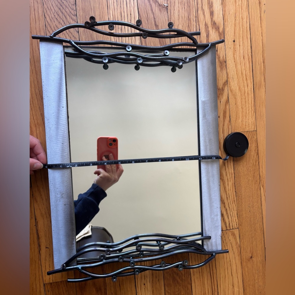 Wrought Iron Framed Wall Mirror in Black and Silver